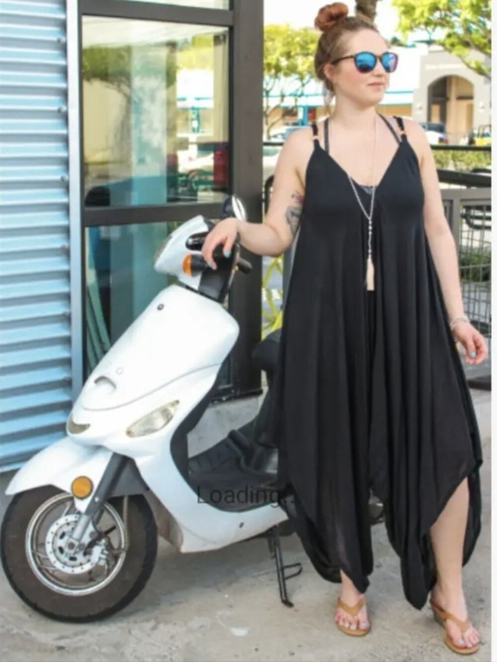 Black Flowing Ocean Pansuit From Lani Lau Lightweight Summer Style One Size